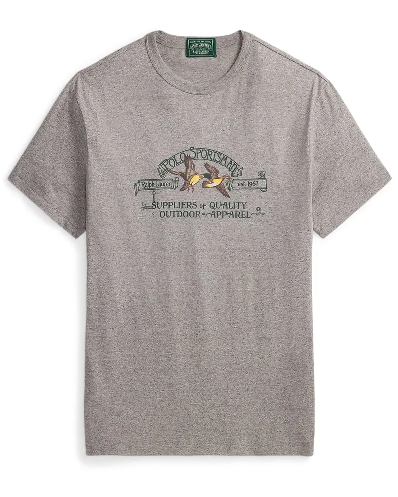 Ralph Lauren T-Shirt mit Stickerei auf der Vorderseite in Grau