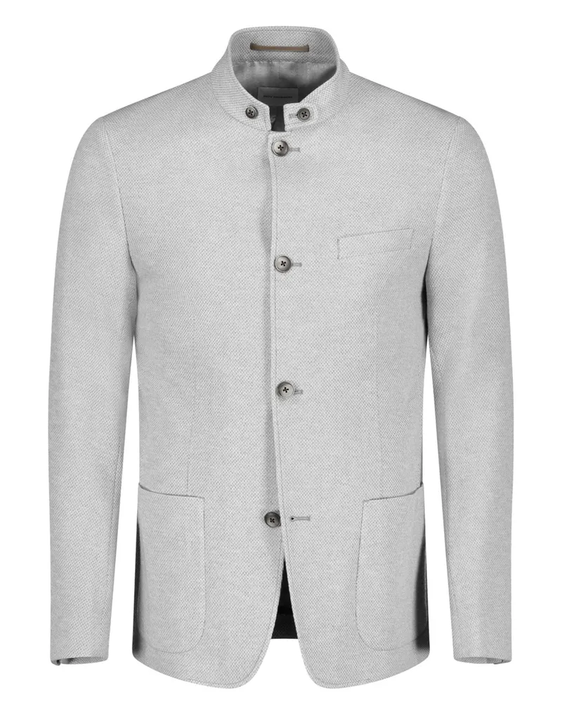 Roy Robson Teilgefüttertes Jersey-Sakko mit Stehkragen und Struktur, Slim Fit in Hellgrau