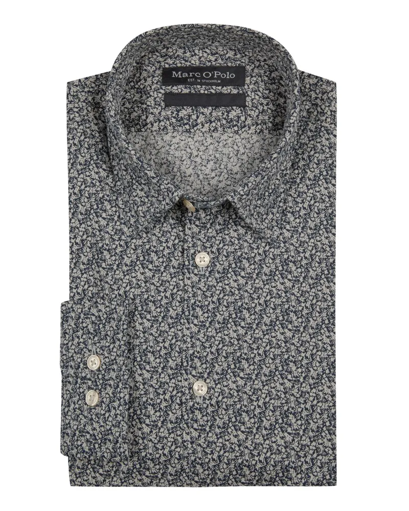 Marc O'Polo Leichtes Hemd mit abstraktem Muster, Shaped Fit in Marine