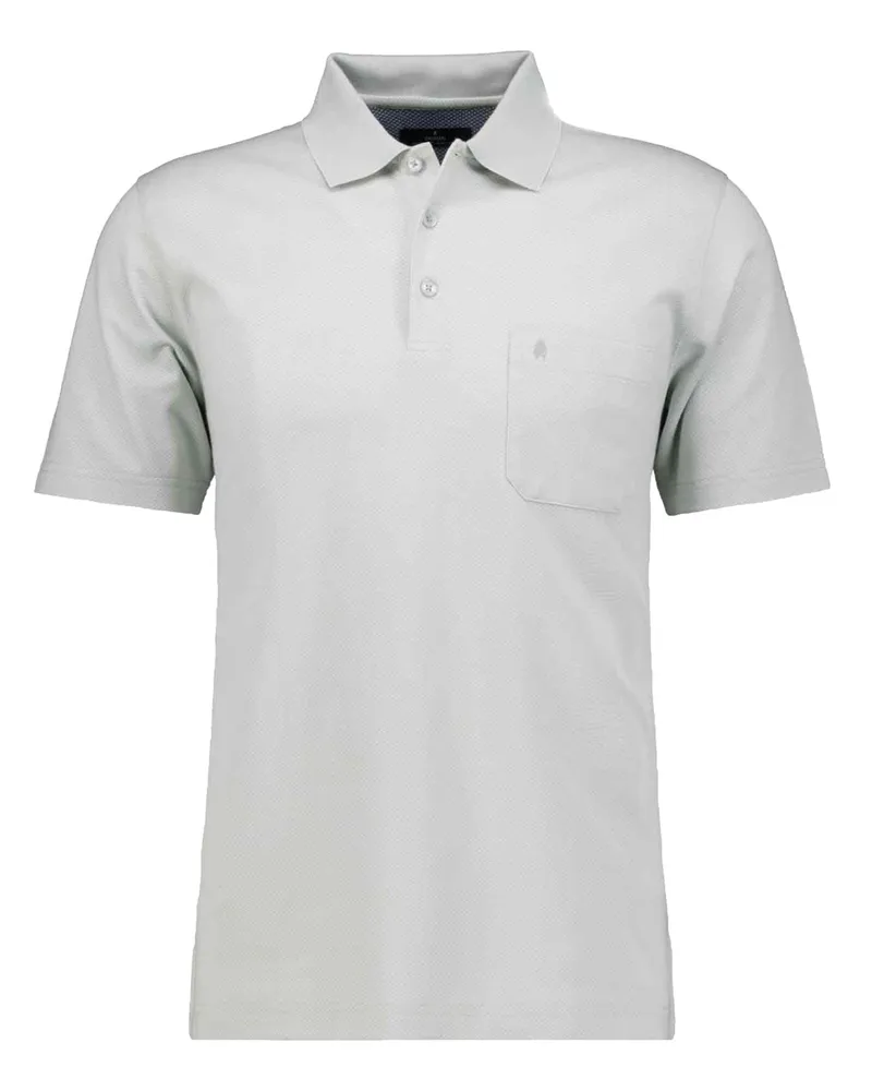 Ragman Pflegeleichtes Poloshirt mit Brusttasche und Fishnet-Muster in Hellgrau