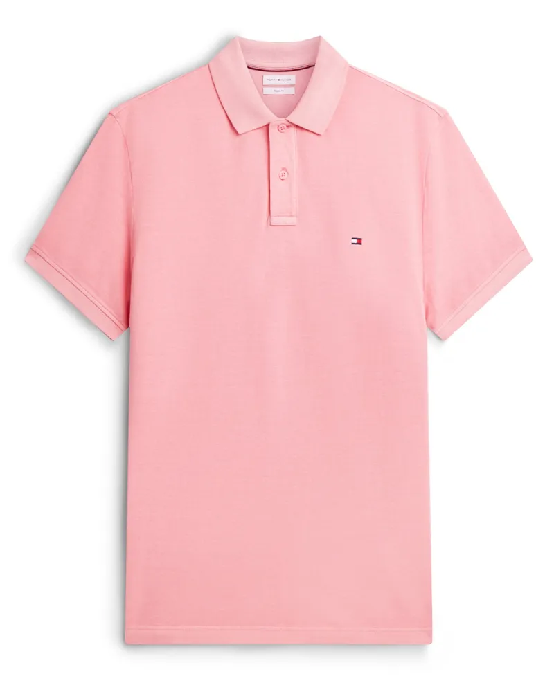 Tommy Hilfiger Poloshirt aus gewaschenem Baumwoll-Piqué, Regular Fit in Rosenrot