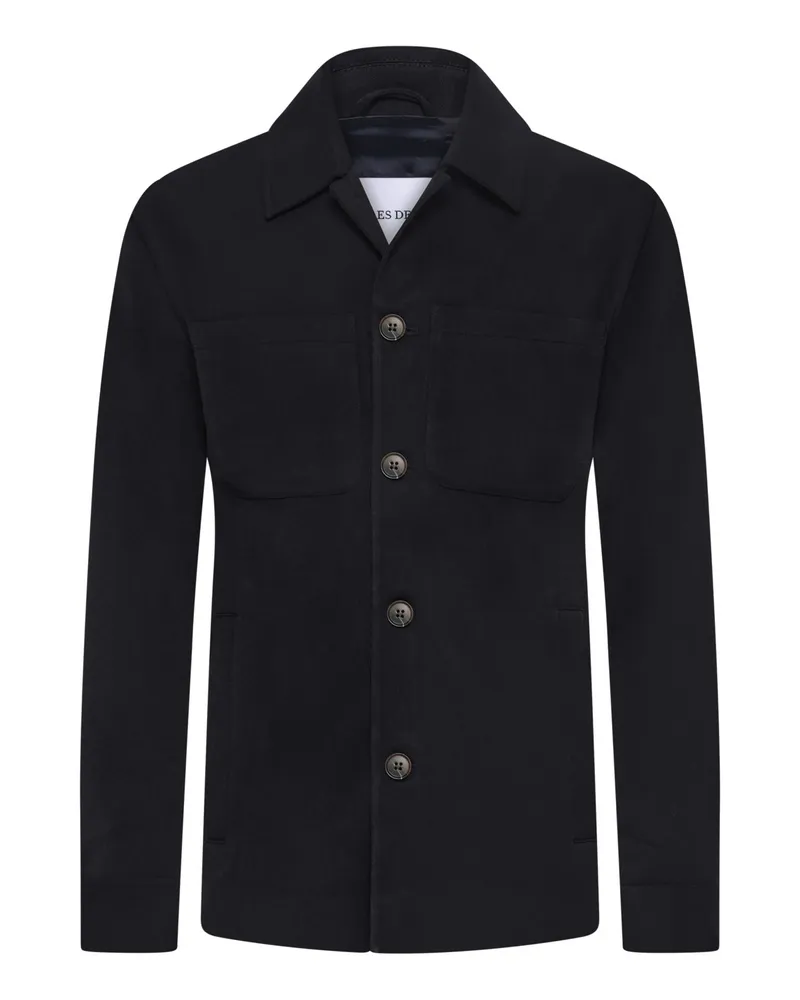 LES DEUX Weiches Overshirt mit zwei Eingrifftaschen und Umlegekragen in Marine
