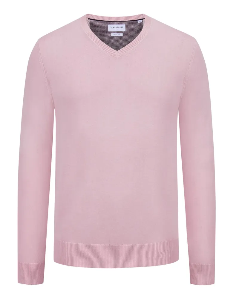 Tom Rusborg Pullover aus Baumwolle und Seide mit V-Ausschnitt in Flieder