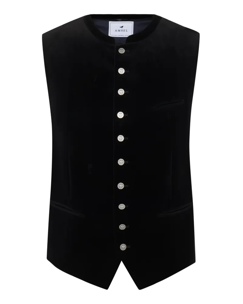 Amsel Traditionelle Trachtenweste Weilheim in Loden-Qualität in Schwarz