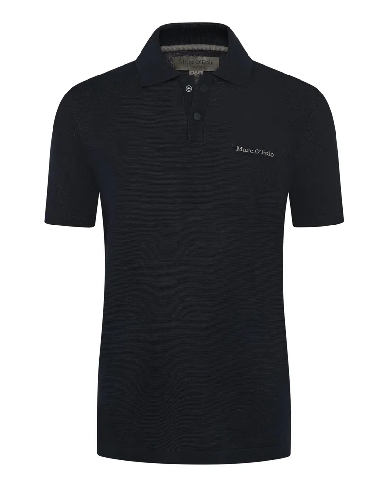 Marc O'Polo Unifarbenes Strick-Poloshirt aus Baumwolle in Marine