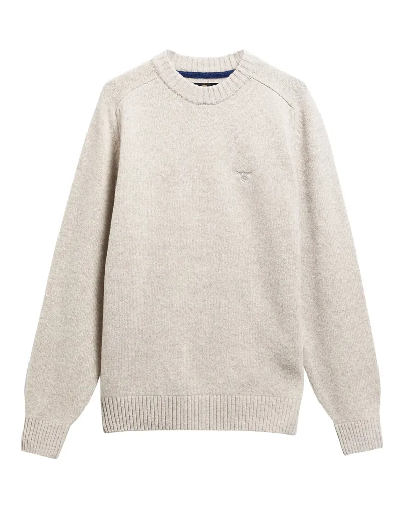 Barbour Pullover Newtown mit halsnahem O-Neck und Raglan-Ärmeln in Hellgrau