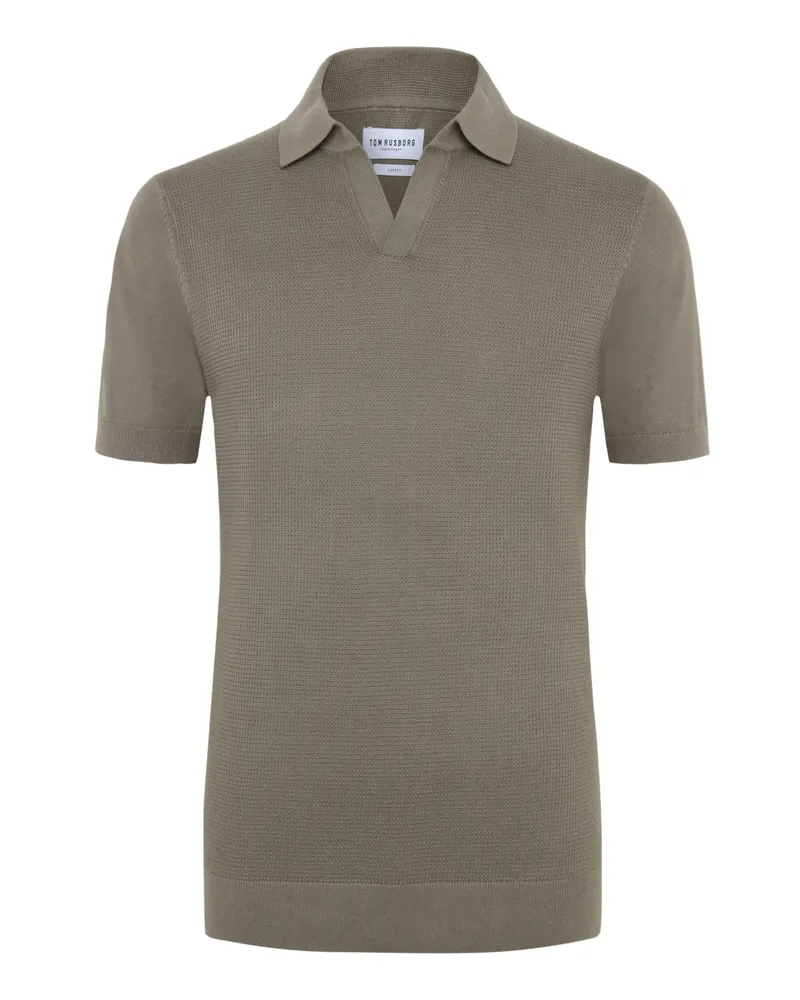 Tom Rusborg Leichtes Poloshirt aus Baumwolle mit Variokragen in Braun