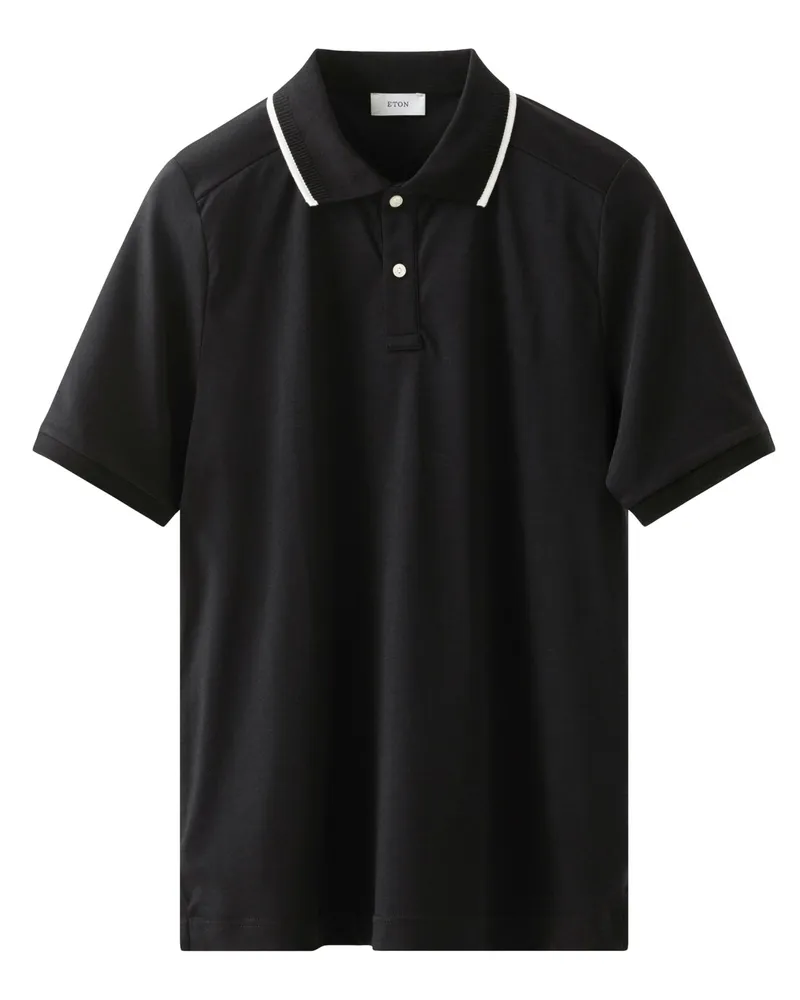 Eton Softes Feinstrick-Poloshirt aus Supima-Baumwolle, Medium in Schwarz