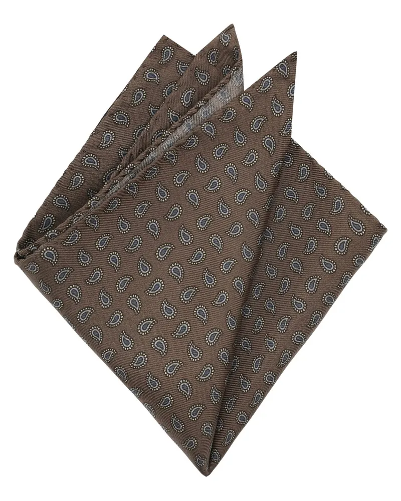 Gierre Milano Seiden-Einstecktuch mit Paisley-Muster in Braun