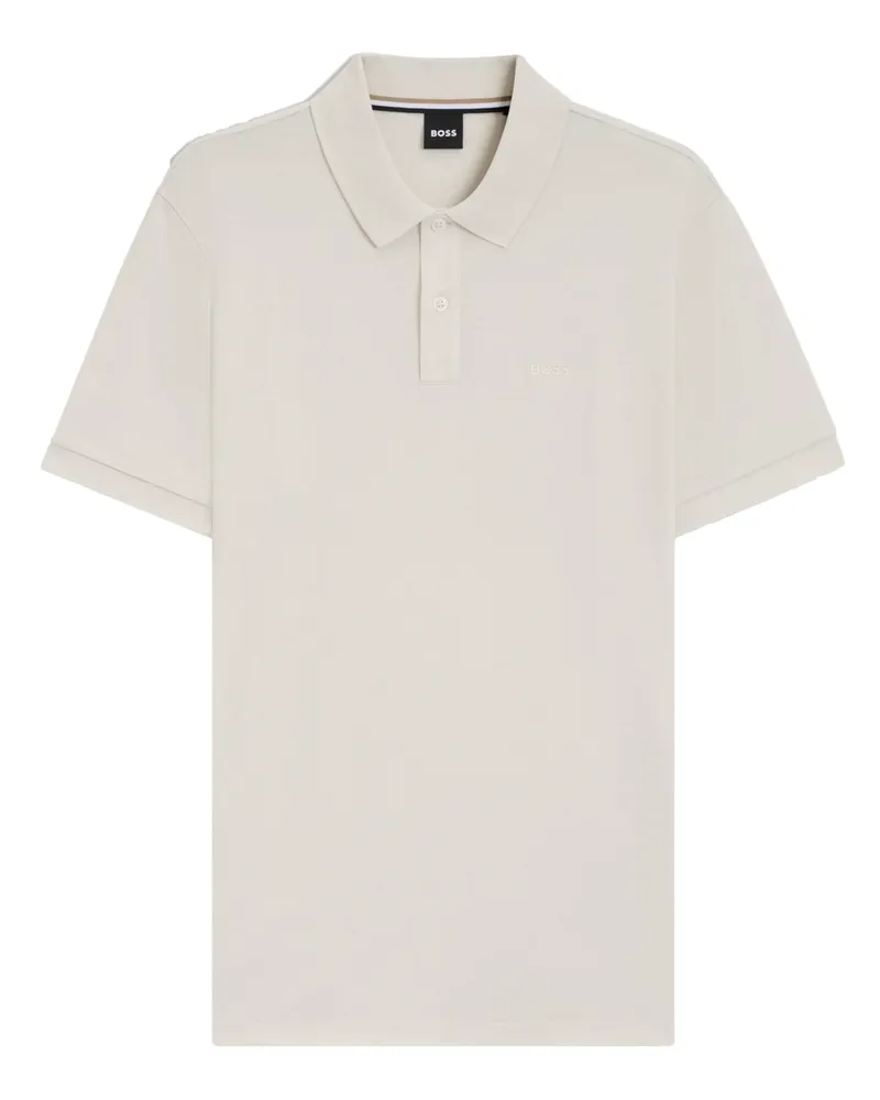 HUGO BOSS Poloshirt in feiner Piqué-Qualität mit Label-Stickerei in Offwhite