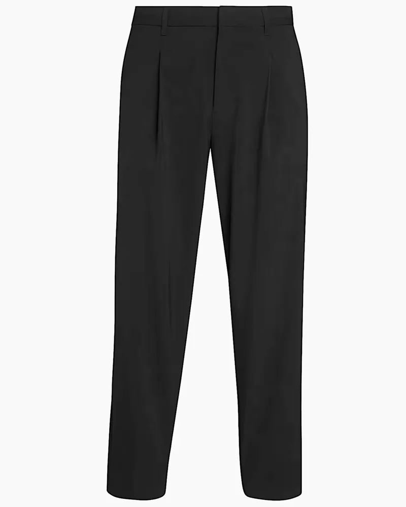 AlphaTauri Stretch-Hose Panns im Karottenschnitt mit Bundfalte, Regular in Schwarz