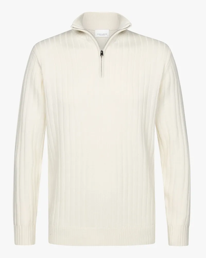 Profuomo Softer Troyer mit Streifenstruktur und Modal-Anteil in Offwhite