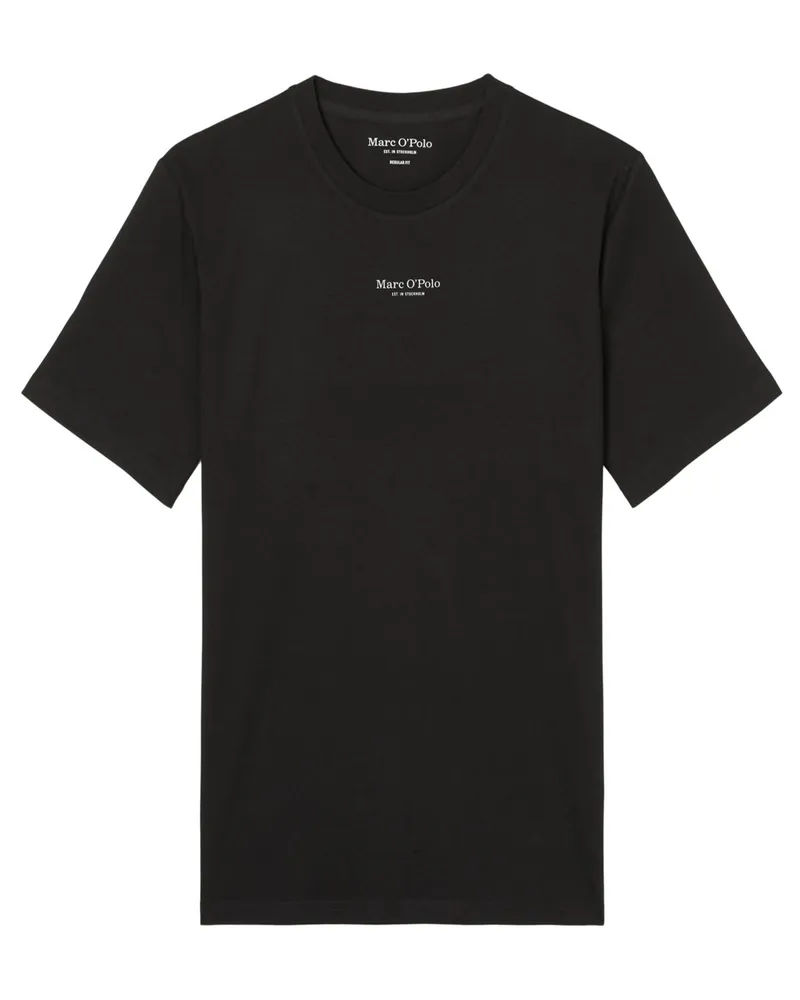 Marc O'Polo T-Shirt aus Baumwolle mit Label-Print, Regular Fit in Schwarz
