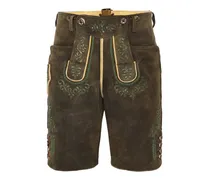 Traditionelle Trachten-Lederhose mit Reliefstickereien in
