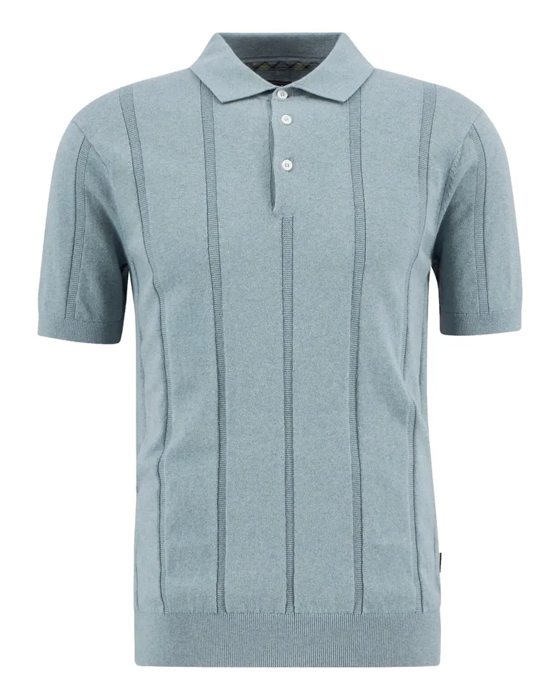 Barbour Strick-Poloshirt aus Baumwolle mit strukturiertem Streifen, Tailored Fit in Schilf