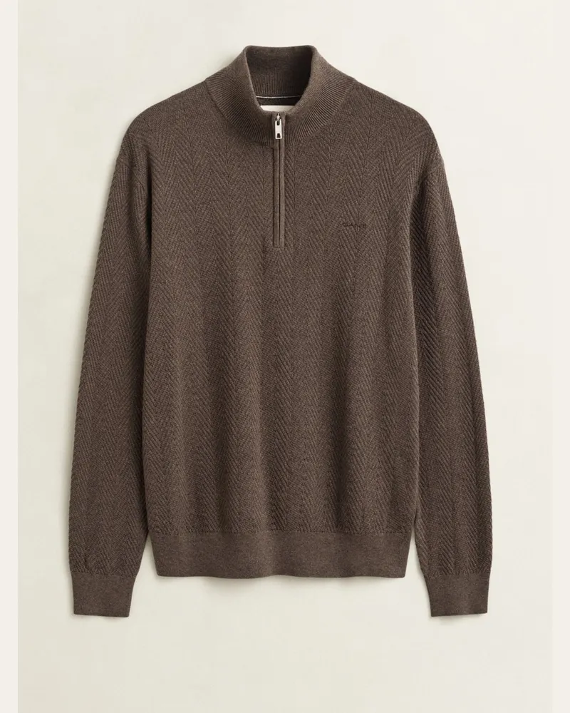 Gant Strick-Troyer aus Merinowolle mit Fischgrätmuster, Regular Fit in Braun
