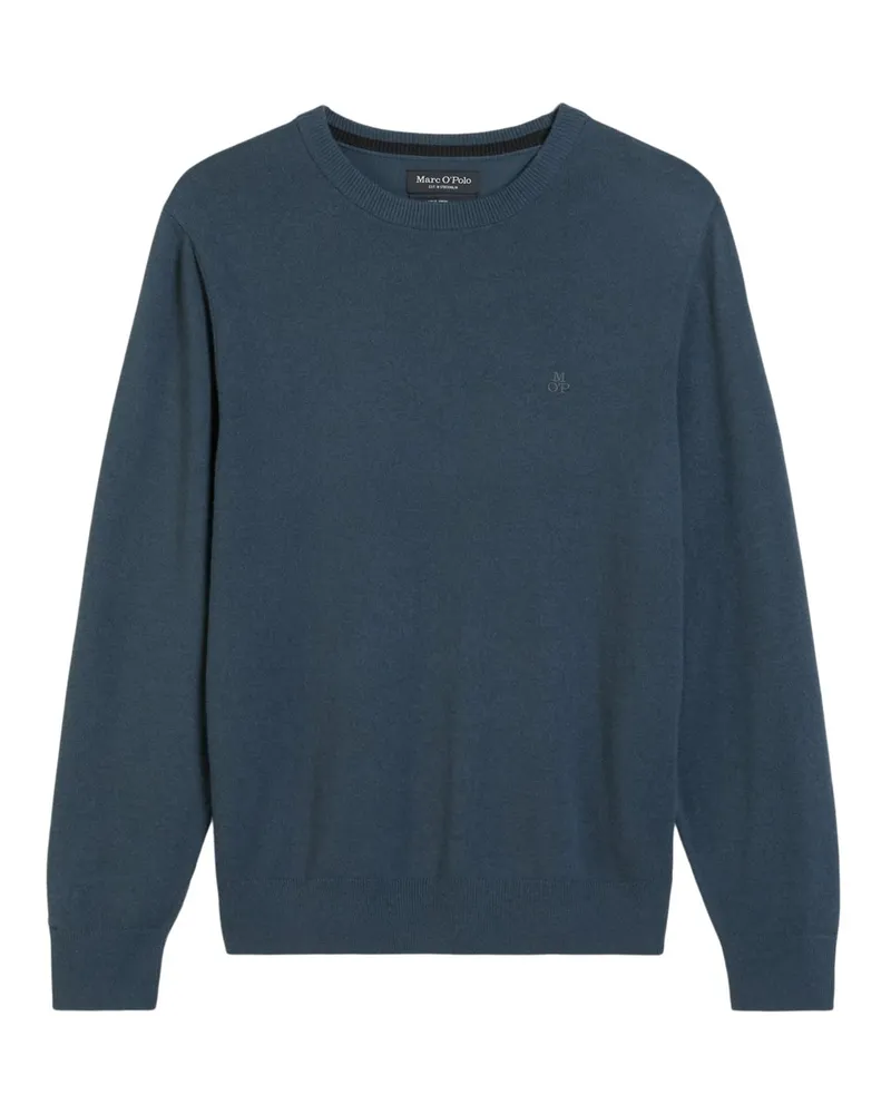 Marc O'Polo Pullover aus einem Wollgemisch mit Label-Stickerei in Denim