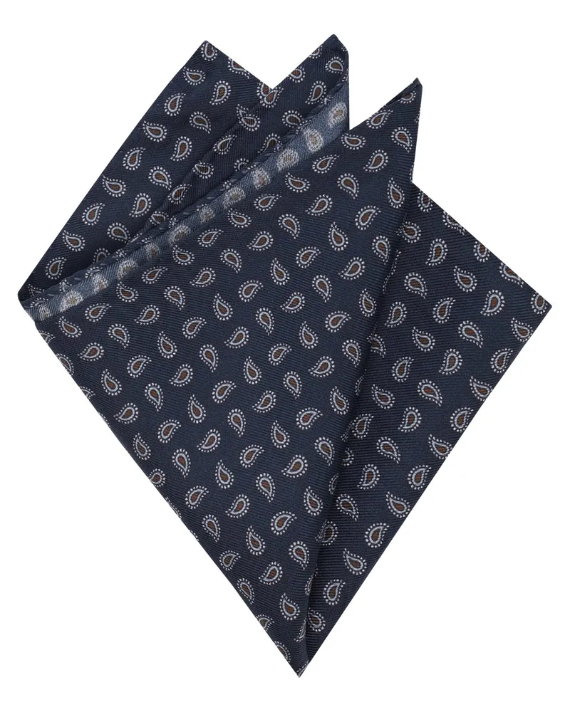 Gierre Milano Seiden-Einstecktuch mit Paisley-Muster in Marine