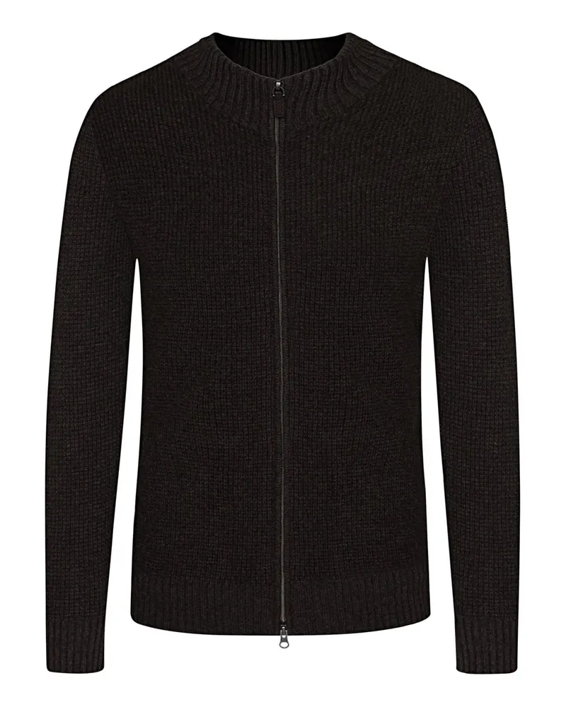 Tom Rusborg Softe Strickjacke aus Kaschmir mit O-Neck und Zip in Bordeaux