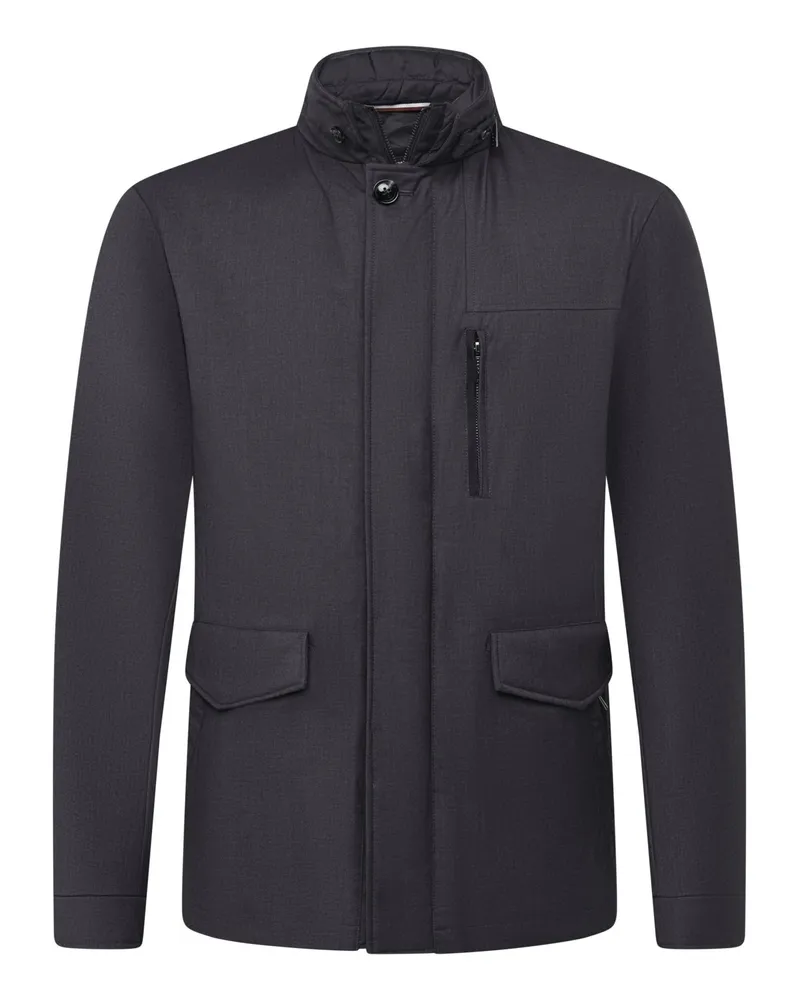 Bugatti Wolljacke mit Stehkragen und Brusttasche in Grau