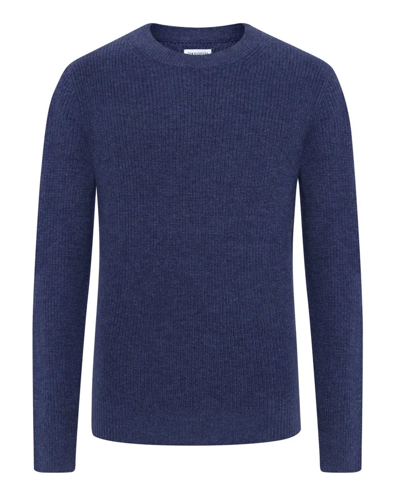 Tom Rusborg Softer Rundhalspullover aus einem Merinowolle-Kaschmir-Mix in Denim