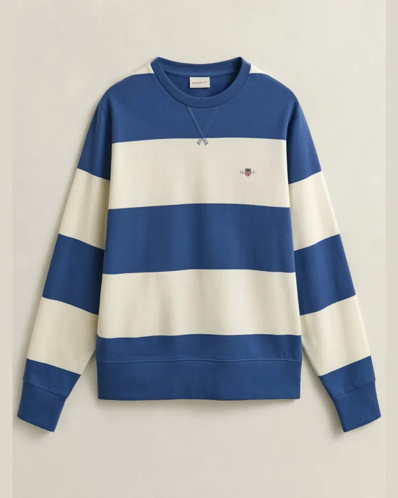 Gant Sweatshirt aus Baumwolle mit Blockstreifen und Flag-Stickerei in Mittelblau