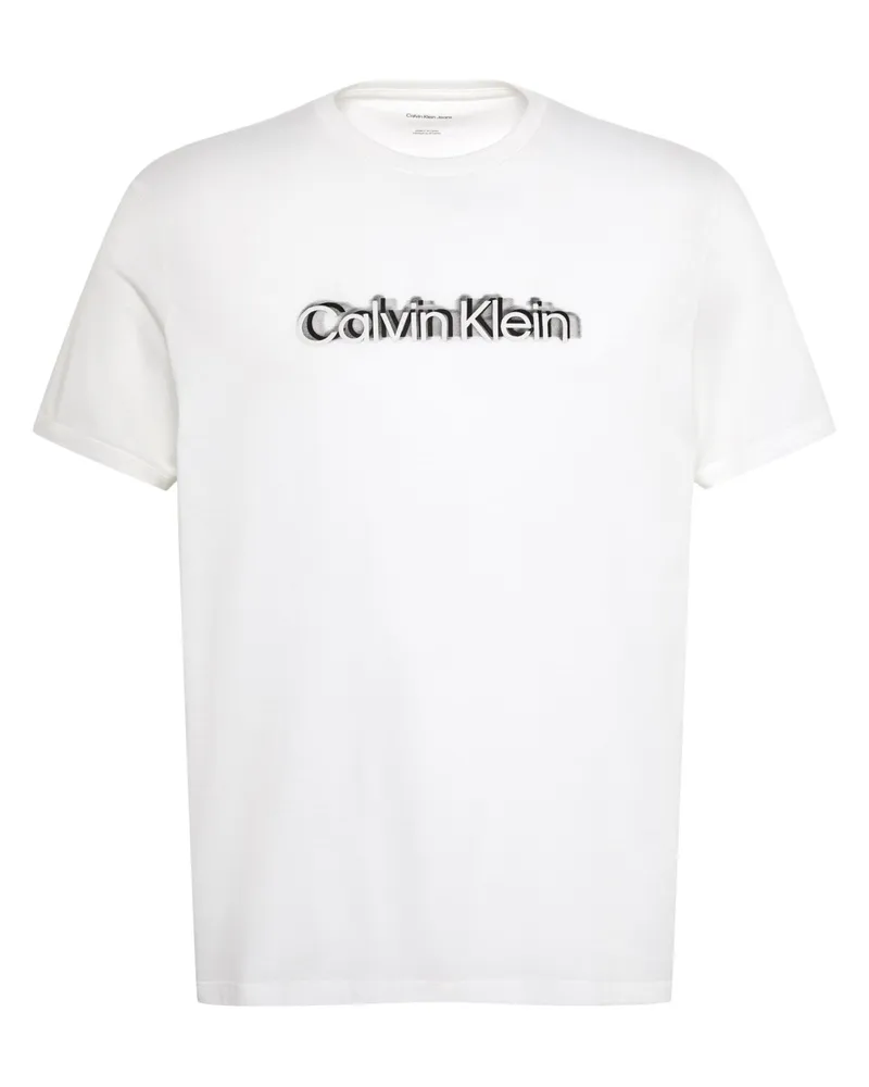 Calvin Klein T-Shirt aus Baumwolle mit Label-Frontprint in Weiß