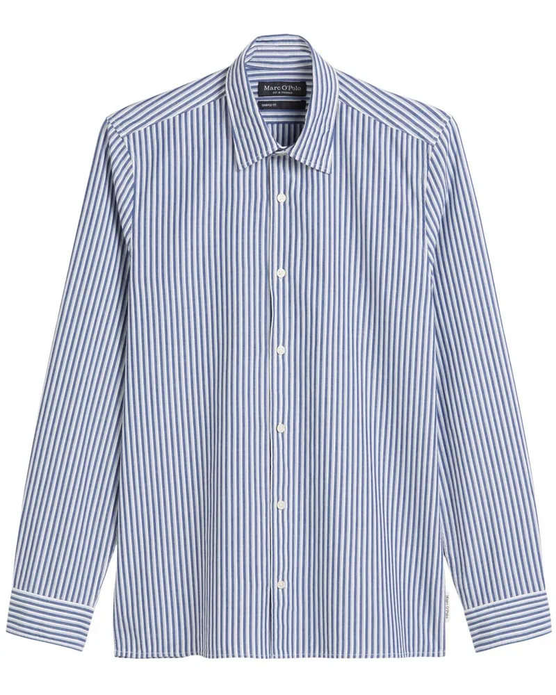 Marc O'Polo Hemd aus Baumwolle mit Stretch und Streifenmuster, Shaped Fit in Königsblau