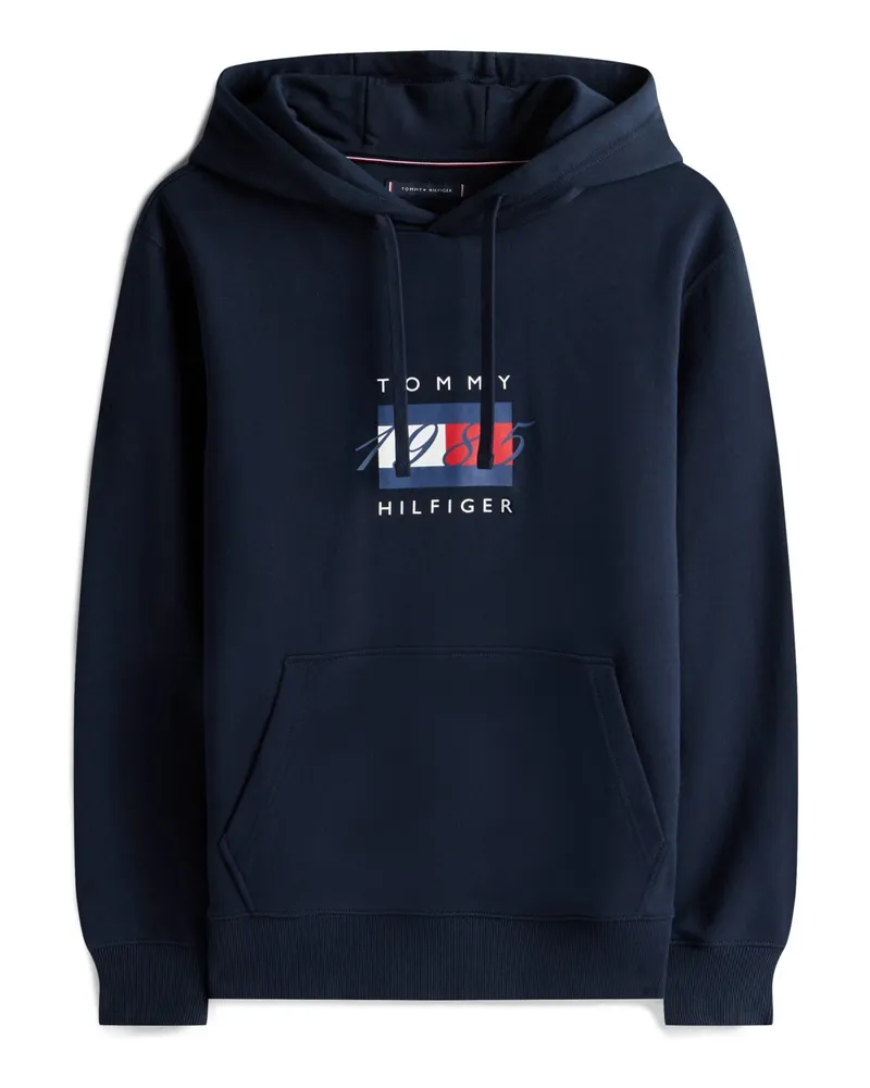 Tommy Hilfiger Softer Hoodie aus Baumwolle mit Logo-Flag auf der Brust in Marine