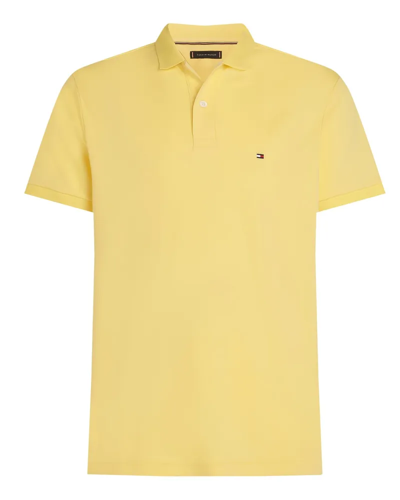 Tommy Hilfiger Jersey-Poloshirt mit kleiner Logo-Stickerei, Regular Fit in Gelb
