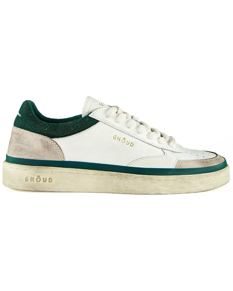 GHŌUD Low Top Leder-Sneaker in dezenter Used-Optik in Grün