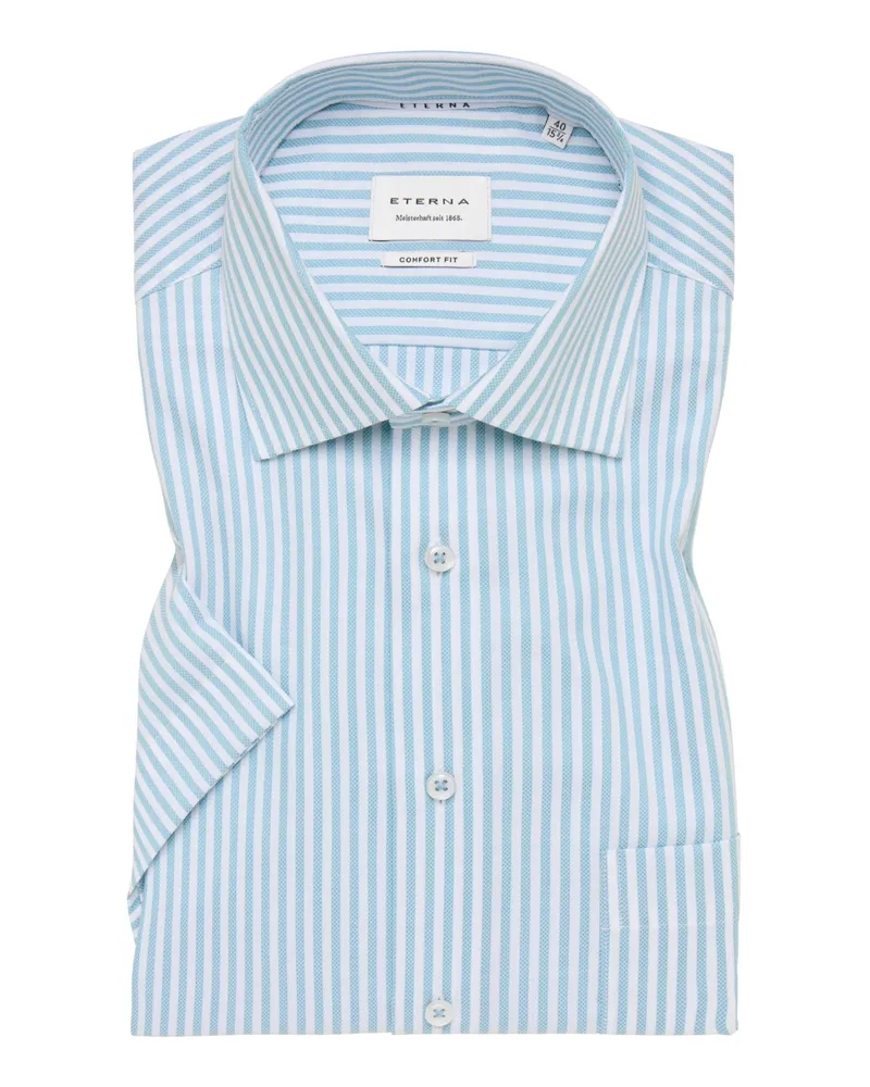 Eterna Bügelfreies Kurzarmhemd mit Streifen, Modern Fit in Hellblau