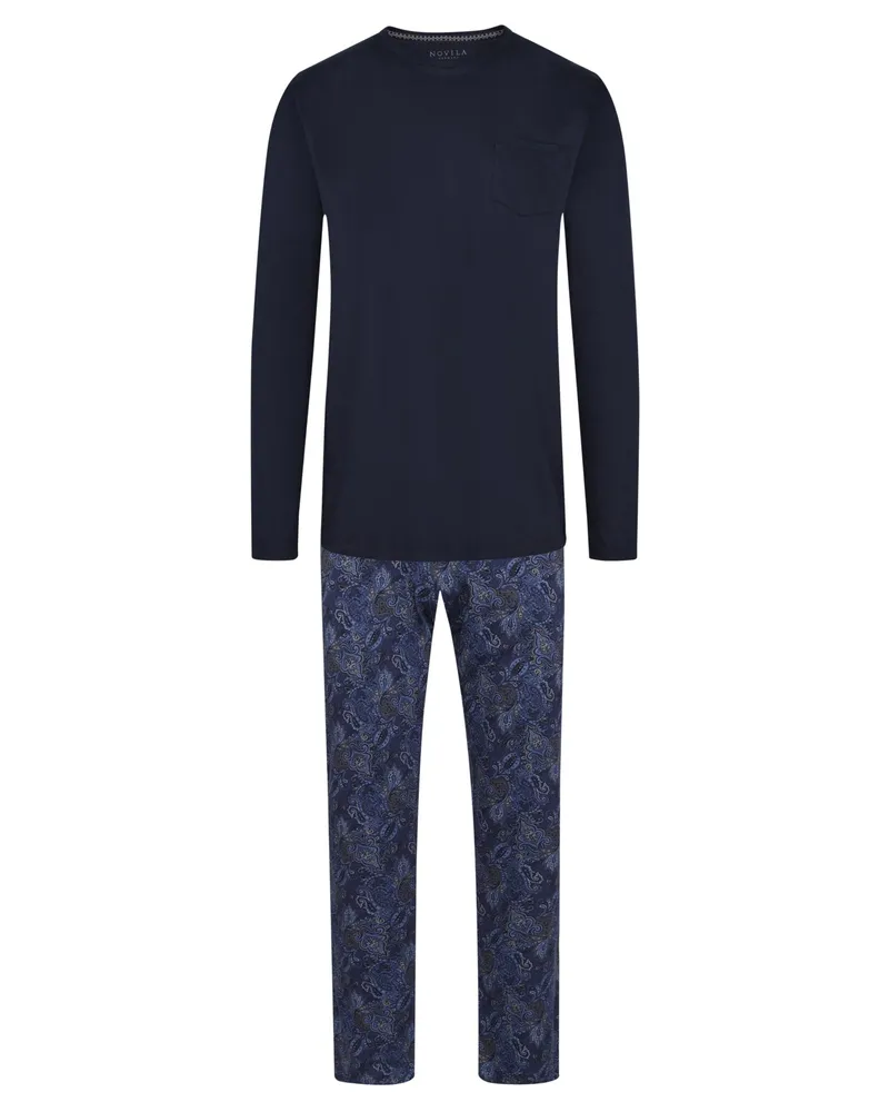 Novila Langer Pyjama in Jersey-Qualität in Blau