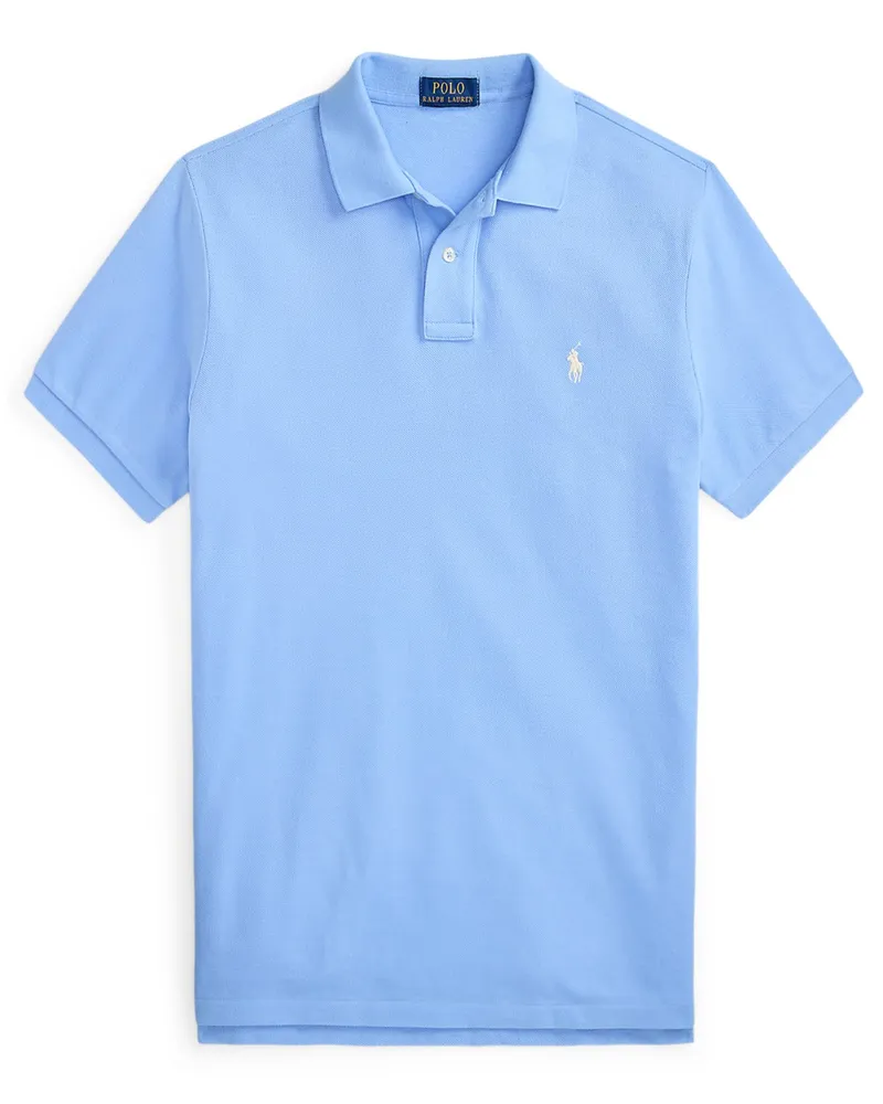 Ralph Lauren Piqué-Poloshirt mit Logo-Stickerei, Custom Slim Fit in Hellblau
