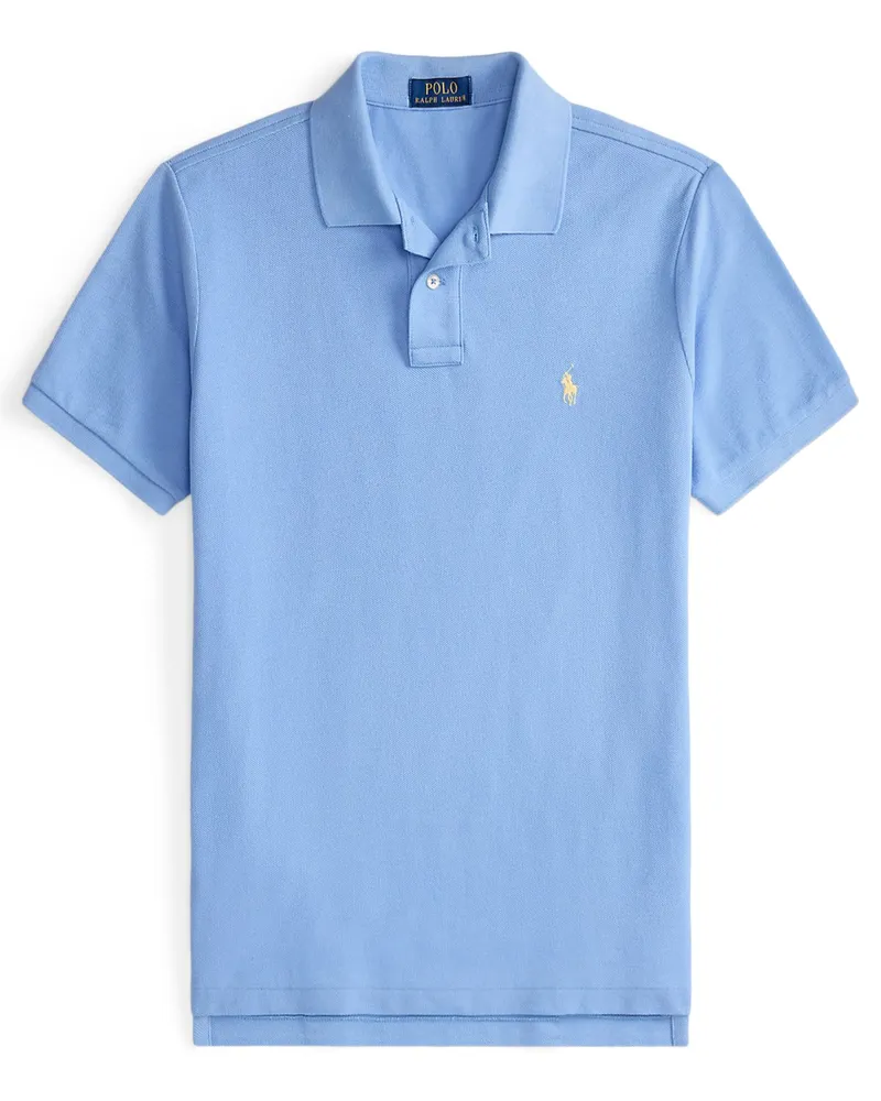 Ralph Lauren Piqué-Poloshirt mit Pony-Stickerei, Custom Slim Fit in Hellblau