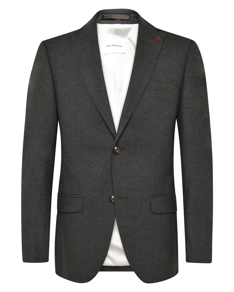 Roy Robson Einreihiges Sakko aus Tech-Flanell mit Reverskragen, Slim Fit in Dunkelbraun