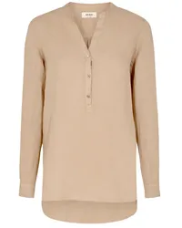 Mos Mosh Bluse DANNA LINEN aus Leinen mit V-Ausschnitt in Ginger Root /Braun Braun