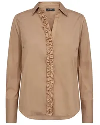 Mos Mosh Bluse SYBEL aus Satin mit Rüschen in Sesame /Beige Beige