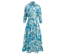 Damen Kleid mit Allover-Print in Weiß-Blau gemustert /BlauWeißMehrfarbig