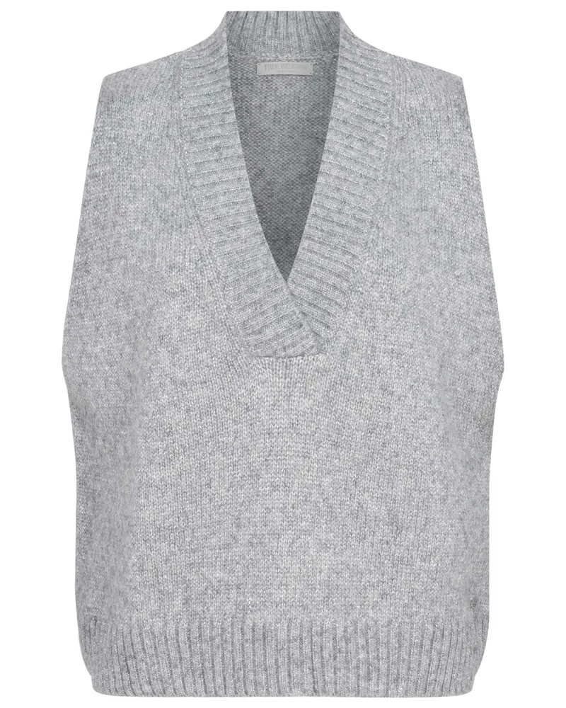 True Religion RELIGION Damen Pullunder VEST OVER DEEP V LUX mit Glitzergarn in Grau /Grau Grau