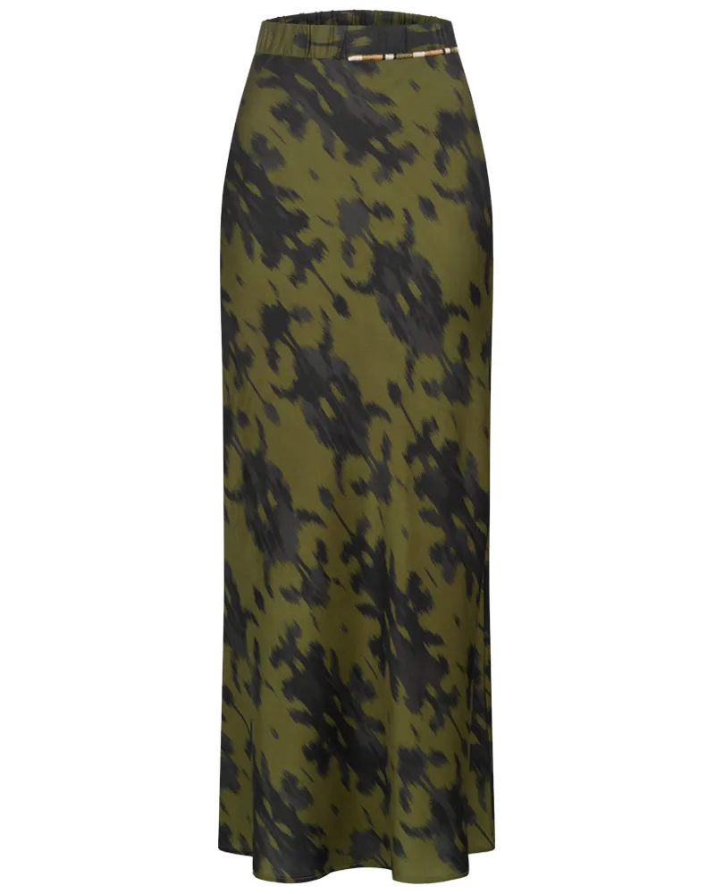 Bazar Deluxe Rock aus Viskose in Olive-Black Ikat bei/Grün Grün