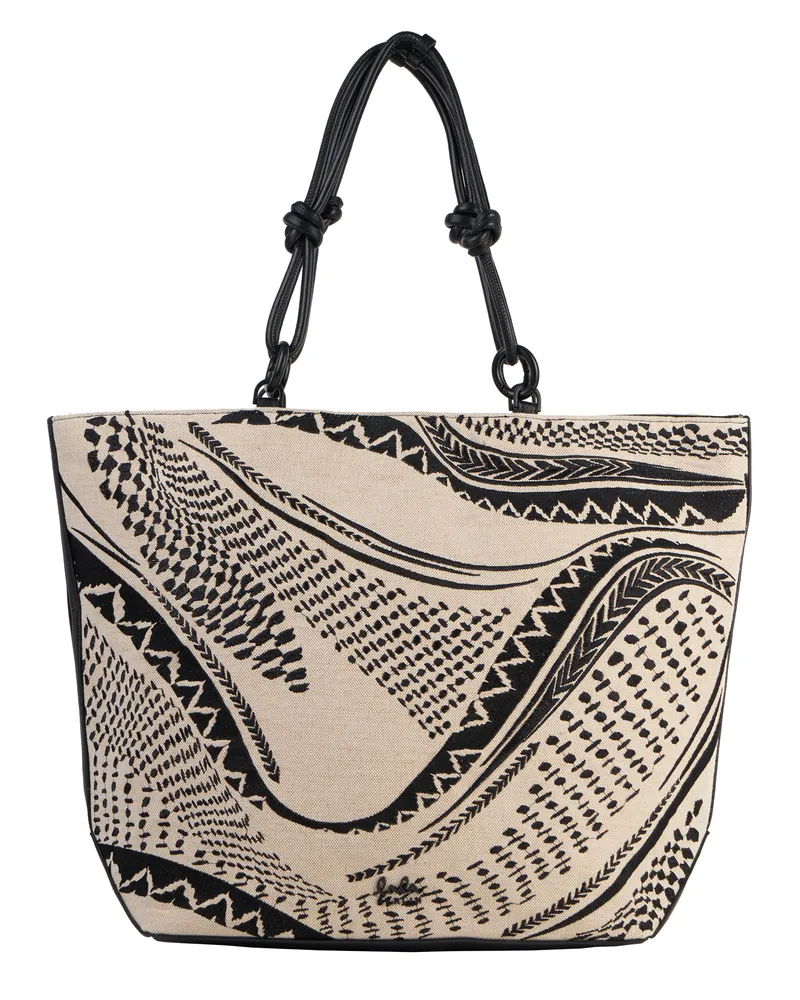 Lala Berlin Tasche TOTE MELWIN in Black Swirl /MehrfarbigBeige Mehrfarbig