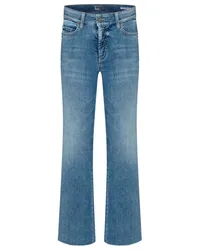 Cambio Bootcut-Jeans FRANCESCA Mid Waist in Mid Used Fringed /Blau Blau