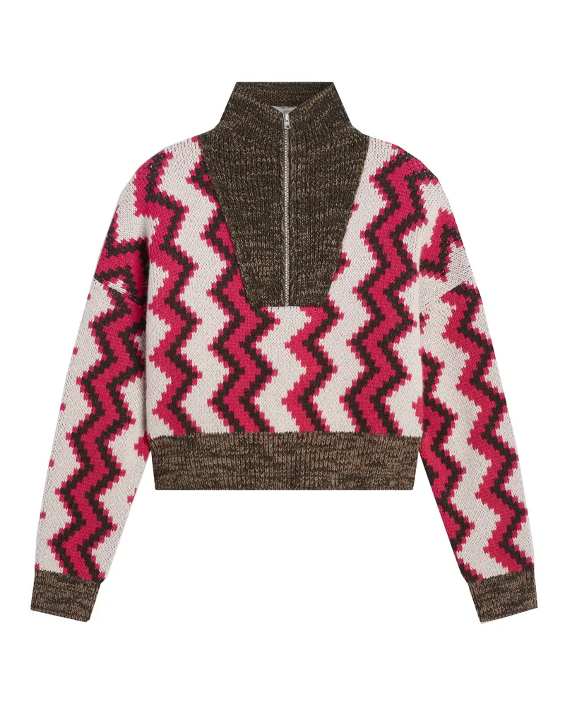 Closed Damen Jacquardpullover / Stricktroyer aus Alpaka-Woll-Gemisch in Multicolor gemustert /Mehrfarbig Mehrfarbig