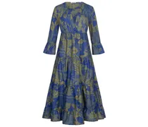 Kleid aus Baumwolle mit floralem Muster in Blau-Grün gemustert Onlineshop bei/BlauMehrfarbigGrün
