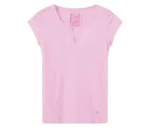 T-Shirt TROY aus Leinen-Baumwoll-Gemisch in Black /Pink