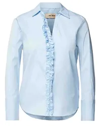 Mos Mosh Bluse SYBEL aus Satin mit Rüschen in Light Blue /Blau Blau