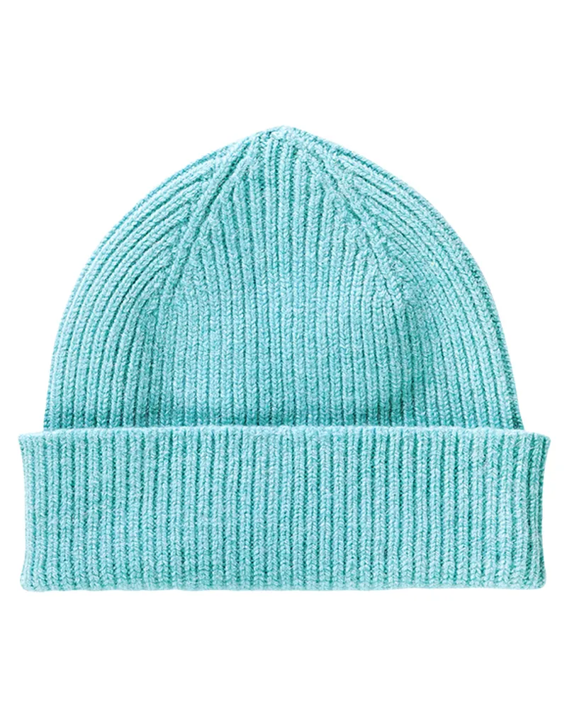 Le Bonnet Rippstrick-Beanie aus Wolle in Aqua /Blau Blau