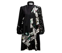 Kleid FLOWER WHIRL aus Seide mit floralem Muster in Black Mix /Schwarz