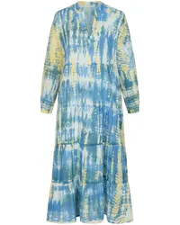 MAISON HOTEL Kleid DIDI mit V-Ausschnitt und Batik-Muster in Sky /BlauMehrfarbig Blau